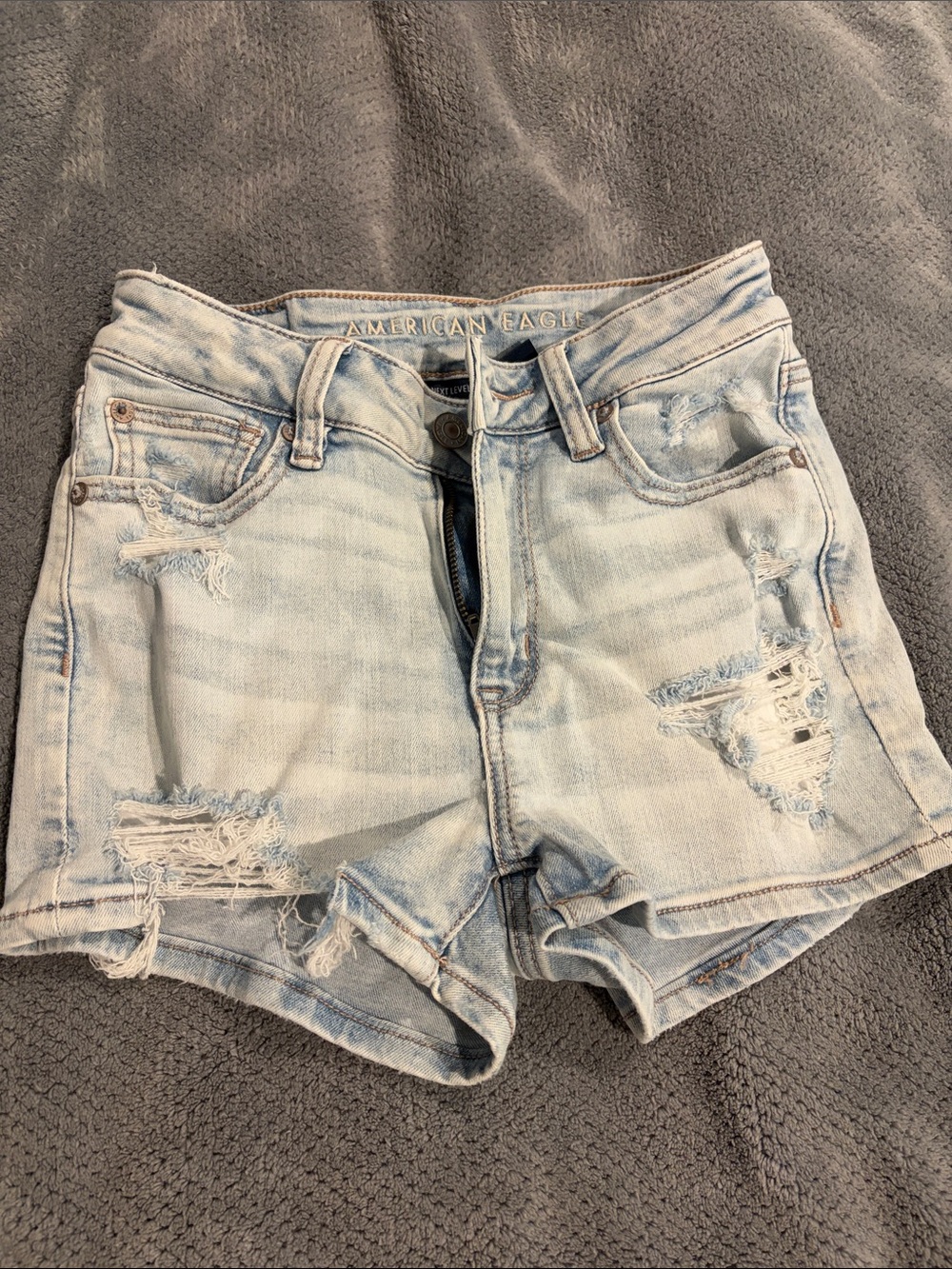 American Eagle Outfitters Light Blue Distressed Denim Shorts